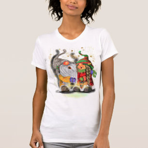 Camiseta Gnomos casais Cantando Feliz Canção De Natal - D