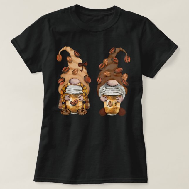Camiseta Gnomos Coffee Engraçado Cafeína Homens Mulheres (Frente do Design)