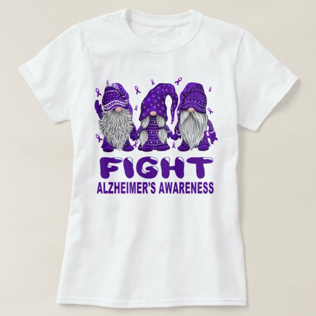 Camiseta Gnomos Combatem A Consciência Do Alzheimer (Frente do Design)