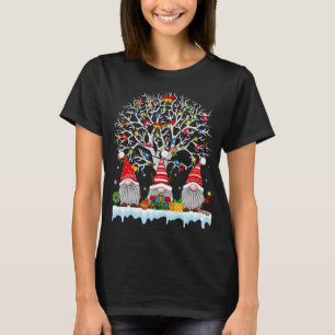Camiseta Gnomos Cons Felizes Família Luz de Natal Gnomo Xma