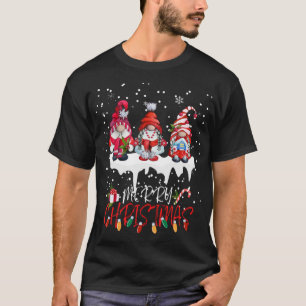 Camiseta Gnomos Cons Felizes Família Luz de Natal Gnomo Xma
