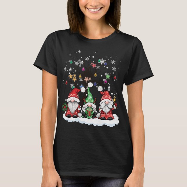 Camiseta Gnomos Cujos Reindeers De Natal Ilumina Árvore De  (Frente)