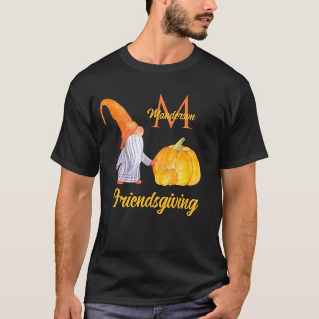 Camiseta Gnomos de Abóbora Laranja Dia de Ação de Graças do (Frente)