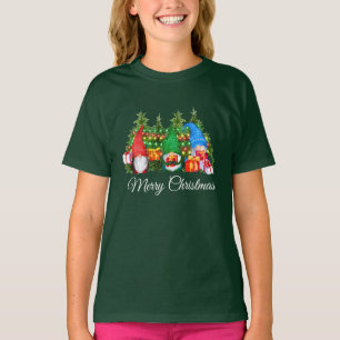 Camiseta Gnomos de Aquarela Verde de Feliz Natal