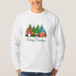 Camiseta Gnomos de Aquarela Verde Feliz Natal Longo<br><div class="desc">Feliz Natal Gnomos de Diversão Diversa com Narrador de Água com Natal Apresenta Camiseta Feriada com Pinheiros e Luzes de Cordas.</div>