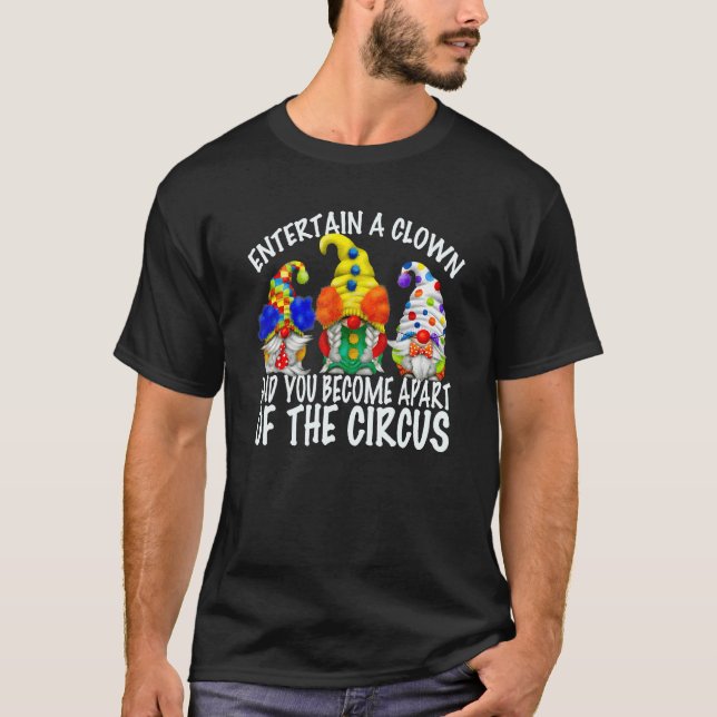 Camiseta Gnomos De Circo Na Figurina De Palhaço Para Homens (Frente)