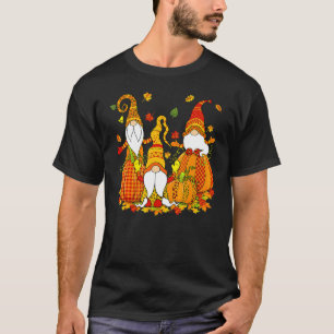 Camiseta Gnomos de Estampa de Abóbora de Leopardo Xadrez Ou
