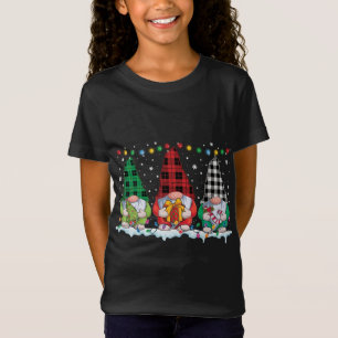 Camiseta Gnomos de Natal Buffalo Xadrez Vermelha Verde Xma