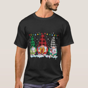 Camiseta Gnomos de Natal Buffalo Xadrez Vermelha Verde Xma 