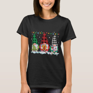 Camiseta Gnomos de Natal Buffalo Xadrez Vermelha Verde Xma