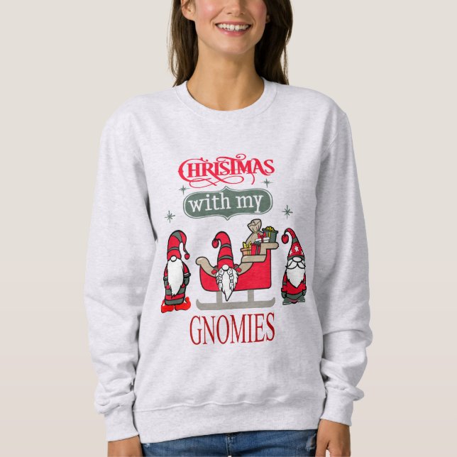 Camiseta Gnomos de Natal Engraçados - Saindo com Meus Gnomo (Frente)