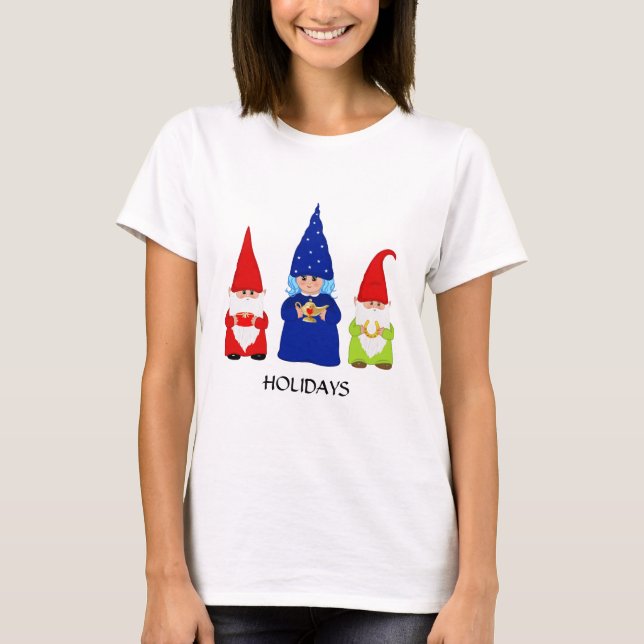 Camiseta Gnomos de Natal Fofos (Frente)