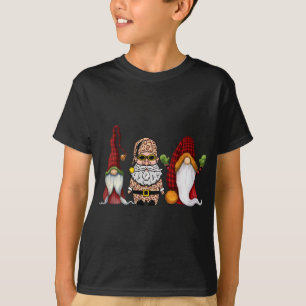 Camiseta Gnomos de Natal Gnomos Leopardo Esquadrado