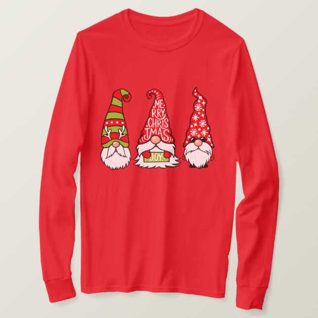 Camiseta Gnomos de Natal Longa Folga (Frente do Design)