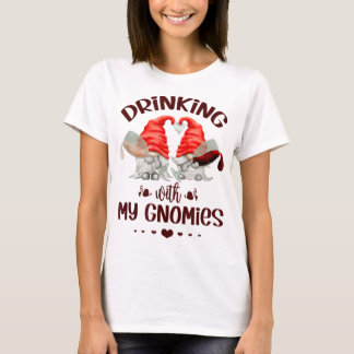 Camiseta Gnomos De Vinho Bebendo Com Meus Gnomos Engraçados