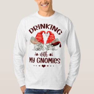 Camiseta Gnomos De Vinho Bebendo Com Meus Gnomos Engraçados