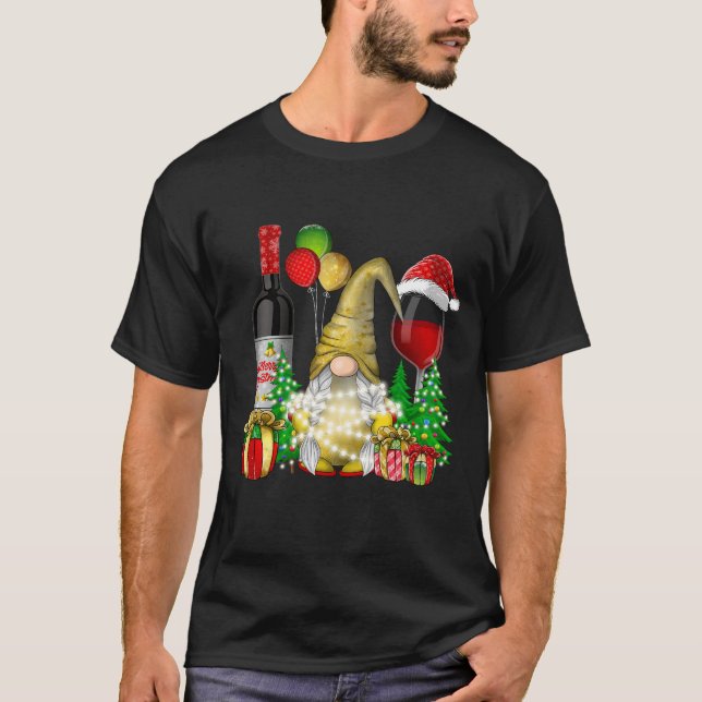 Camiseta Gnomos De Vinho De Natal Para O Xmas Cheio (Frente)