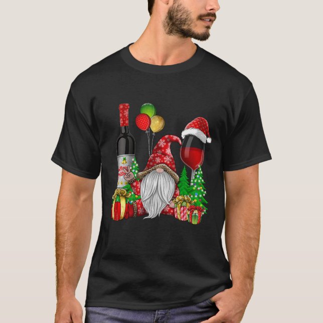 Camiseta Gnomos De Vinho De Natal Para O Xmas Cheio (Frente)