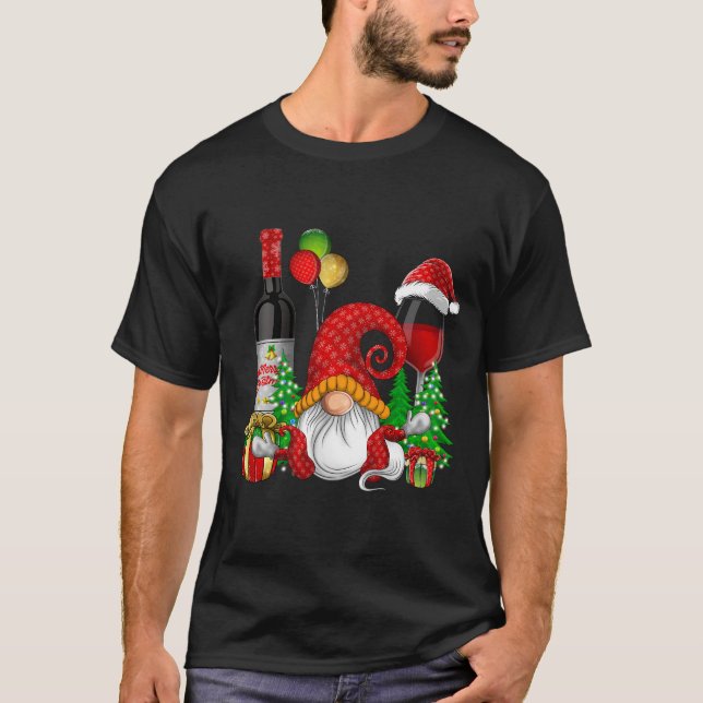 Camiseta Gnomos De Vinho De Natal Para O Xmas Cheio (Frente)