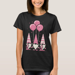 Camiseta Gnomos do Cancer da Mama Sensibilização cor-de-ros