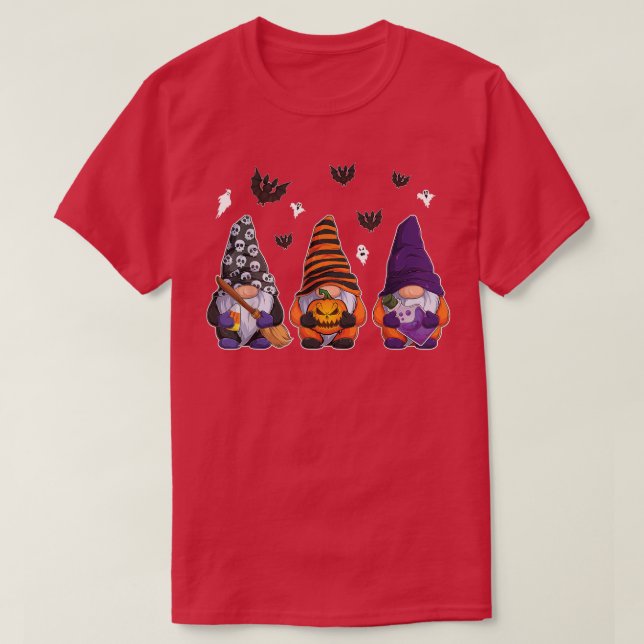 Camiseta Gnomos do Dia das Bruxas Autumn Pumpkins Fall Holi (Frente do Design)