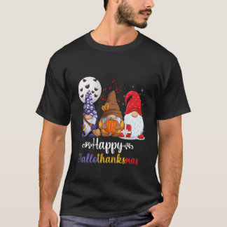 Camiseta Gnomos do Dia das Bruxas de Ação de Graças Feliz H