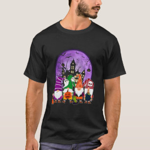 Camiseta Gnomos do Halloween Morcegos da Lua Truque ou Trat