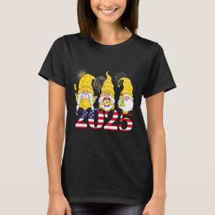 Camiseta Gnomos do Partido feliz ano novo 2025 Fogos de Art