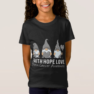 Camiseta Gnomos Faith Esperança Ama Cancer Cérebro Mês de C
