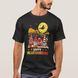 Camiseta Gnomos Feliz Hallothanksmas Dia das Bruxas Ação de