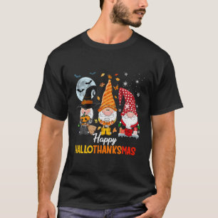Camiseta Gnomos Felizes Hallothanksmas Halloween E Feliz Ch