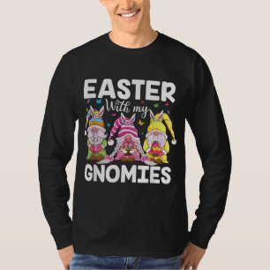 Camiseta Gnomos felzs pascoa com ouvidos coelhos Caçando Ov