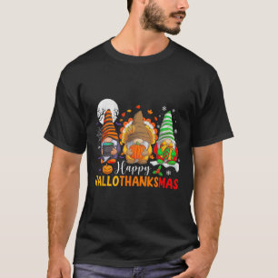 Camiseta Gnomos Halloween Dia de Ação de Graças Feliz Hall