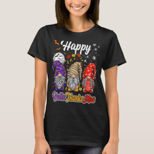 Camiseta Gnomos Halloween Dia de Ação de Graças Feliz Hall