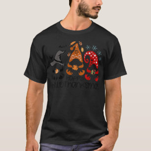 Camiseta Gnomos Halloween Dia de Ação de Graças Feliz Hall