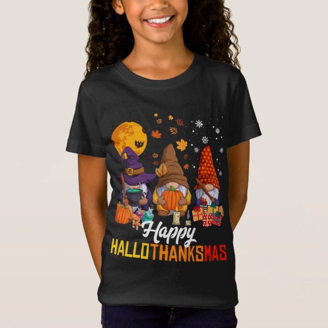 Camiseta Gnomos Lover Halloween Feliz Natal Feliz Hallo (Frente)