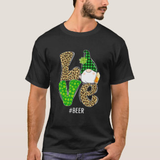 Camiseta Gnomos Patrick's Day Love Beer Leopard Xadrez Cost