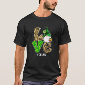 Camiseta Gnomos Patrick's Day Love Drums Custo da Xadrez Le