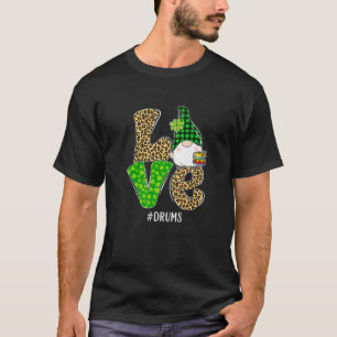 Camiseta Gnomos Patrick's Day Love Drums Custo da Xadrez Le