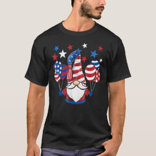 Camiseta Gnomos Patrióticos 4 de julho Menina Americana