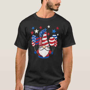 Camiseta Gnomos Patrióticos 4 de julho Menina Americana