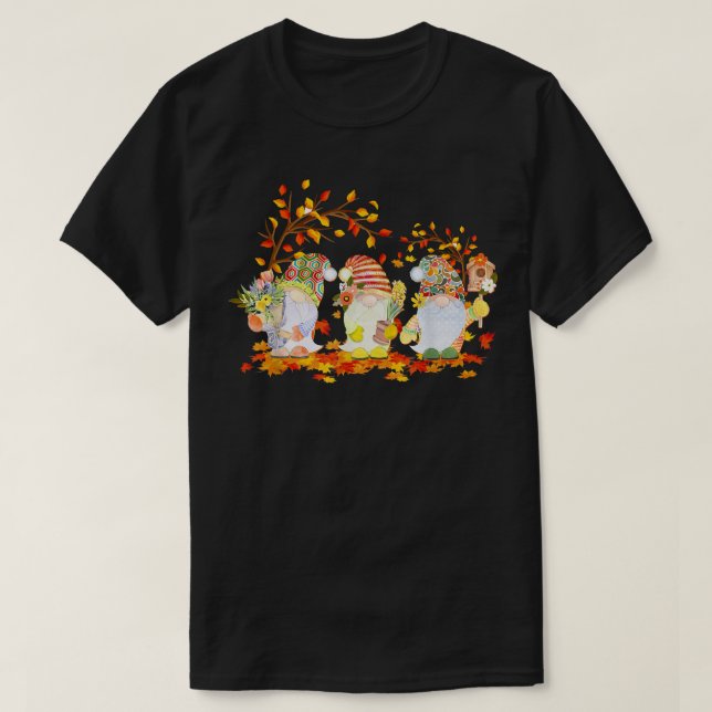 Camiseta Gnomos Querem Flores de Outono Feliz Halloween Tha (Frente do Design)