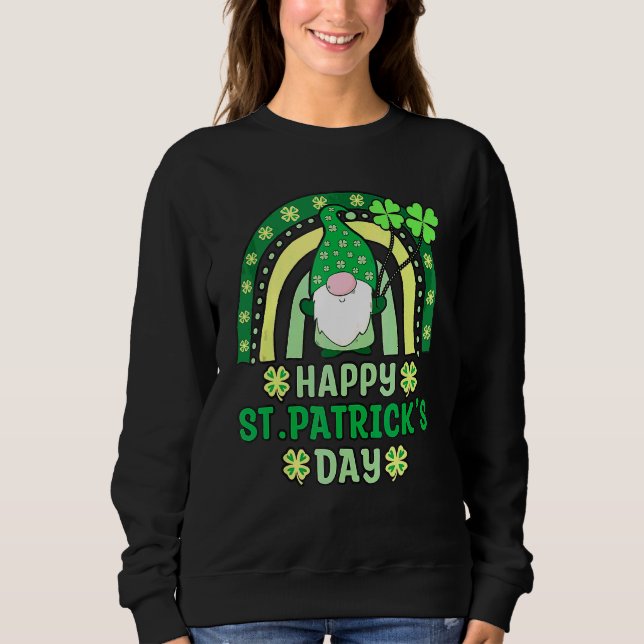Camiseta Gnomos Segurando Shamrock Leopardo Rua Arco-Íris P (Frente)