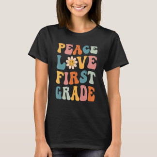 Camiseta Gnoovy Retro Vintage Peace Love First Grade Back T