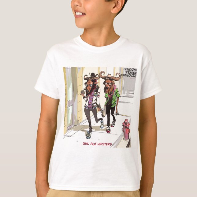 Camiseta Gnu Idade Hipsters Engraçado (Frente)