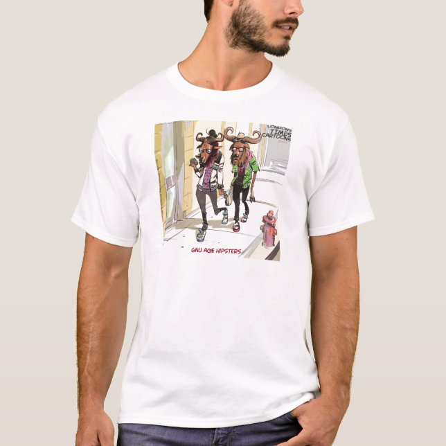 Camiseta Gnu Idade Hipsters Engraçado (Frente)