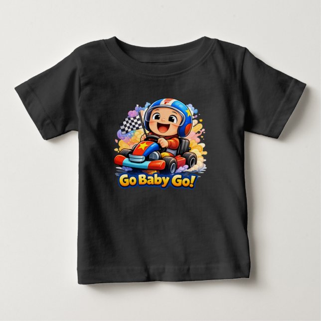 Camiseta Go Baby Go Cute Racing Toddler Illustration (Frente)