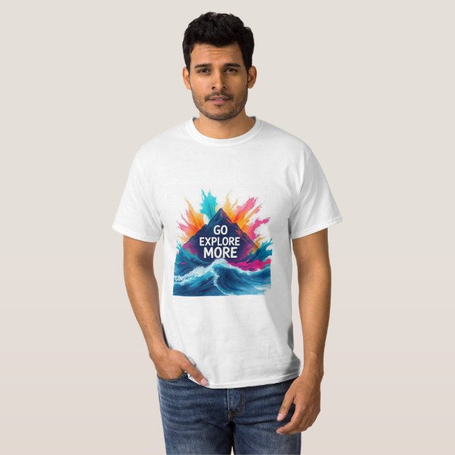 Camiseta Go Explore More | Motivação Explosão de A (Frente Completa)