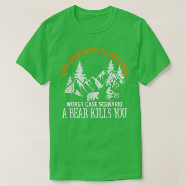 Camiseta Go Mountain Biking Worst Case Scenario Bear Biker  (Frente do Design)