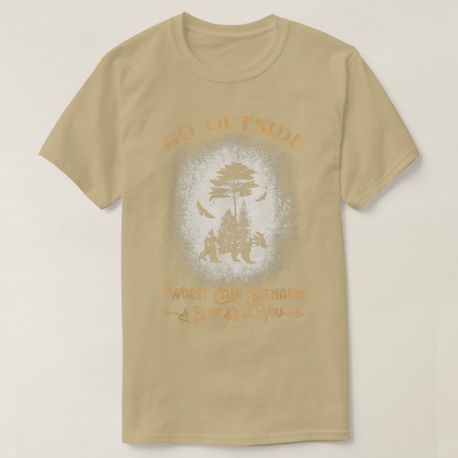 Camiseta Go Outside Worst Case Scenario A Bear Kills You Bl (Frente do Design)
